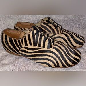 Junya Watanabe CDG Japan Pony Hair Zebra Flats Oxfords Shoes Loafers M 8.5 38.5
